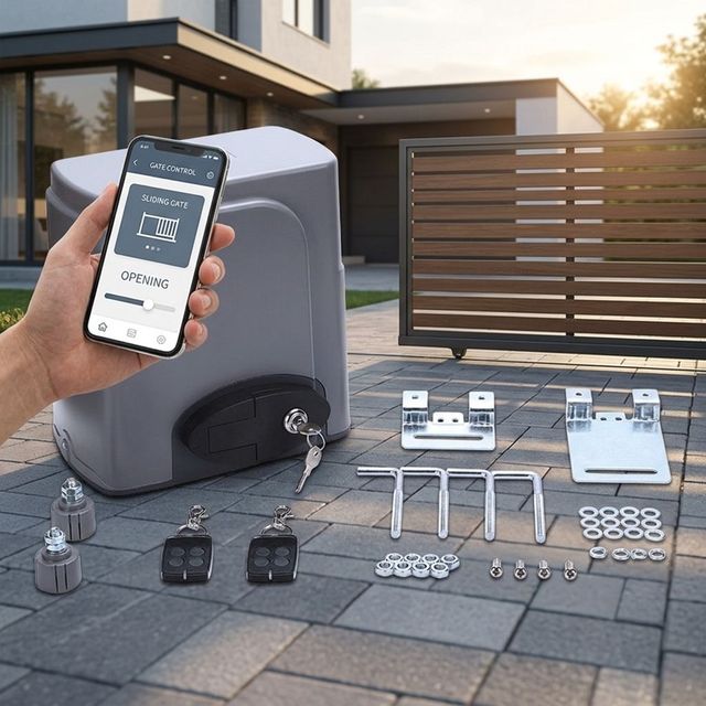 600kg Smart Sliding Gate Motor AC 280W with Remote Control Dual Voltage 110V/220V Aluminum Alloy Gate Opener Complete Kit