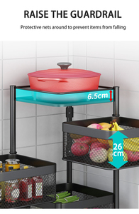 Morgie 3/4/5 niveaux cuisine support de rangement en métal 360 degrés rotatif étagère roues fruits légumes polyvalent <span class=keywords><strong>paniers</strong></span> en acier pour - Product Image 2