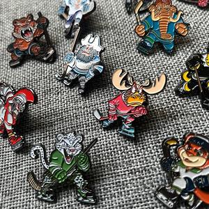 Pin de solapa de metal de aleación de zinc, personalizado, 2D y 3D, con diseño de personaje, para rugby, <span class=keywords><strong>hockey</strong></span> sobre hielo, mascota, insignias, recuerdos deportivos, venta al por mayor - Product Image 2
