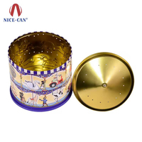 Boîtes cadeaux vides personnalisées de luxe, boîte à musique en étain, boîte ronde en métal de Noël pour cadeaux, bonbons, biscuits