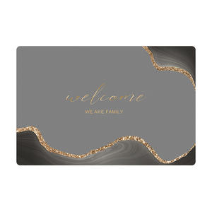 Alfombra de Cocina Moderna y Lujosa, Rectangular, Antideslizante, Lavable, de Poliéster, con Diseño Abstracto de Jade Dorado Líquido - Product Image 2