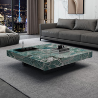 Table basse moderne Lovezone, vente directe d'usine, plateau en pierre frittée carré, profil bas, table centrale écologique, garantie 3 ans