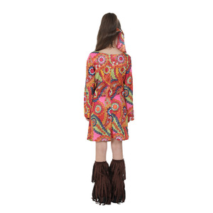 Costume <span class=keywords><strong>hippie</strong></span> pour enfants des années 60 et 70, robe rétro groovy avec bandeau et chauffe-jambes pour fête à thème d'Halloween - Product Image 5