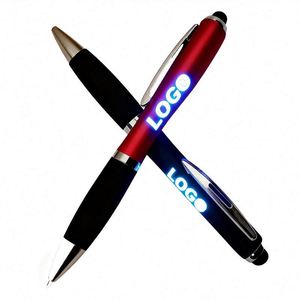 2025 New <b>Ball</b> Gift Red Blue Black Green Orange Purple <b>Led</b> Light Logo Pen - Product Image 1