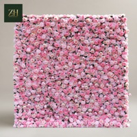 Mur de fleurs artificielles en soie rose poudré et blanc, mini panneau de roses pour décoration de toile de fond de mariage et de fête
