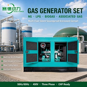 Groupe électrogène au <span class=keywords><strong>gaz</strong></span> naturel GPL Biogaz <span class=keywords><strong>Gaz</strong></span> associé Silencieux Insonorisé Type fermé pour champ pétrolier Alimentation prioritaire 50Hz 60Hz 480V - Product Image 1
