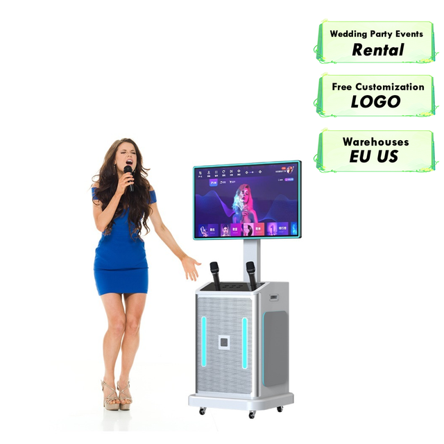 10-Inch Wireless Microphone Karaoke Set Party Sound Equipment with Woofer Android System Family Karaoke Booth