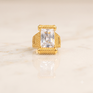 Bague pour homme plaquée or DIVYORO, inspirée des créateurs, en cuivre et laiton, bijoux classiques et élégants pour les festivals, les mariages, les fêtes et le quotidien - Product Image 1