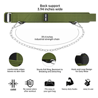Ceinture de musculation en nylon de haute qualité avec logo personnalisé MKAS, design à boucle et crochet, avec chaîne argentée, ceinture réglable pour la musculation