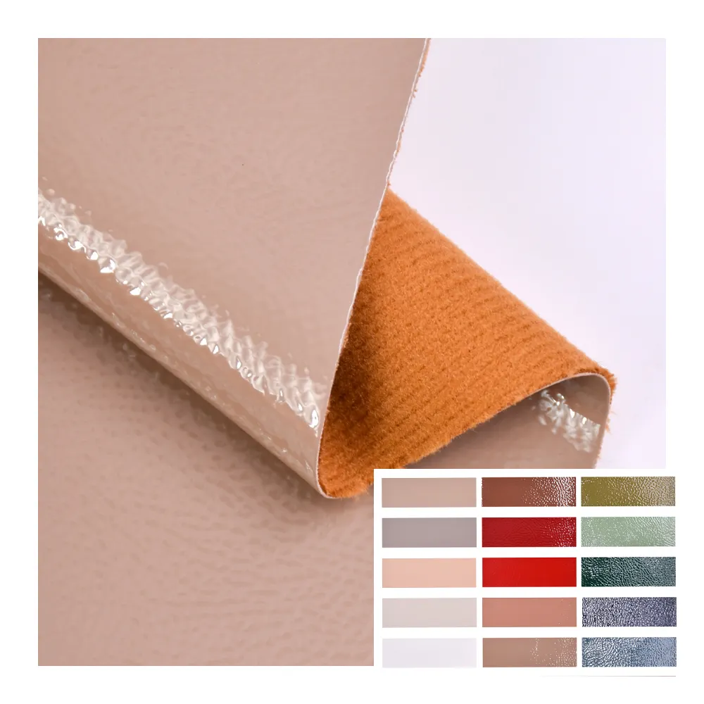 0.85mm thickness 15 colors custom lychee embossed faux leather fabric For Handbag shoes pu leather Fangmianrong Base