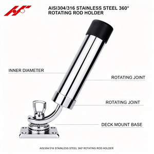 Porte-canne à pêche universel réglable en acier inoxydable 316 pour bateaux et yachts marins – Accessoires nautiques - Product Image 5