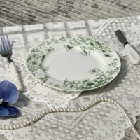 3Pcs Piring Keramik Motif Bunga Vintage, Piring Porselen Berbingkai Warna-warni untuk Makan & Dekorasi Meja