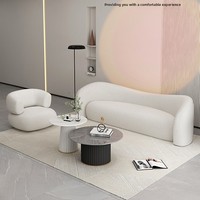 Ensemble de canapés sectionnels en fausse fourrure d'agneau crème style nordique pour petits appartements, salons de beauté, salons, boutiques de vêtements, tissu durable