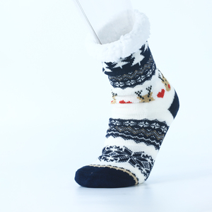 Women's Christmas Fluffy Knitted Plaid Print Crew <strong>Socks</strong> Thick Sherpa Fleece Acrylic Winter <strong>Warm</strong> Floor <strong>Socks</strong> Anti-Slip Body Cuff - Product Image 1