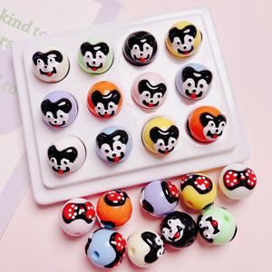 Perles rondes de 16 mm de haute qualité, motif Husky peint à la main, pour la fabrication de bracelets de téléphone et d'accessoires de porte-clés DIY - Product Image 1
