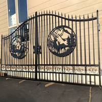 Designs modernes de portails en fer forgé, portes coulissantes simples à deux battants pour l'entrée du jardin, pour la sécurité des villas de luxe