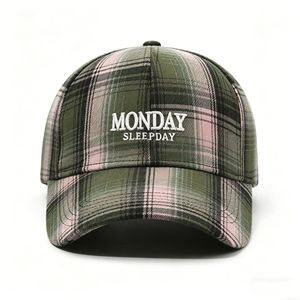 Cappellino da Baseball alla Moda a Quadri con Ricamo di Lettere - Cappello Casual da Esterno per Protezione Solare - Product Image 4