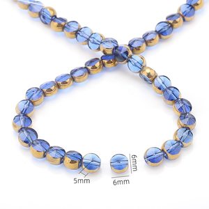 Zhubi 6MM Faceted Round Glass <strong>Beads</strong> Plated Gold Side Original Colors Crystal <strong>Agate</strong> <strong>Beads</strong> for Jewelry Making DIY Necklace - Product Image 2