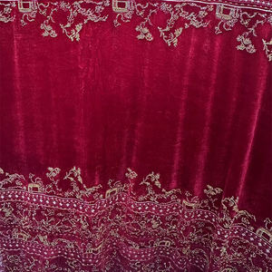 <span class=keywords><strong>Tissu</strong></span> élégant de broderie de perles de <span class=keywords><strong>pavillon</strong></span> d'or de velours pour des robes d'automne hiver vêtements de soirée formels de femmes - Product Image 5