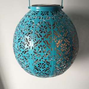 Solar Iron Lantern With Clover Cutout Design Hanging Outdoor Garden <b>Light</b> <b>LED</b> Solar Powered - Product Image 1