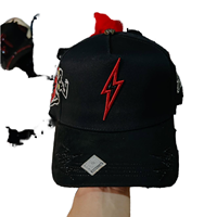 Casquettes de sport 5 panneaux A-Frame à faible MOQ, livraison rapide, avec logo personnalisé, 100 % coton, unisexe, ajustables, en daim chromé, motif lettre sportif