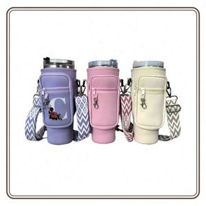 Custom Neoprene <b>Water</b> <b>Bottle</b> Carrier Bag for 40 oz Tumblers with Phone Pocket & Adjustable <b>Strap</b> - Product Image 2