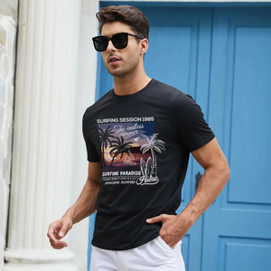 Tùy Chỉnh 100% Cotton Vòng Cổ T-Shirts Người Đàn Ông Của Phụ Nữ Ngắn Tay 180 Gram Vải Dệt Kim Có Thể In Logo Lỏng Phù Hợp Với Rắn - Product Image 1