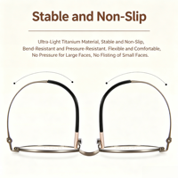 Montures de lunettes rétro ultra-légères 6203 en titane flexible, anti-déformation, sans monture, anti-âge