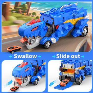 Circuit de course de dinosaures pour enfants, transforme les dinosaures en monstres, voiture de course, camion jouet avec 2 véhicules jouets en alliage moulé sous pression à friction - Product Image 2