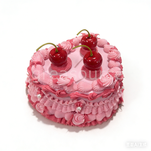 13cm Handmade Eco-Friendly Faux Food Multi-Layered Cream Heart Cake Pink Delicious Retro Dessert Jewelry Box Plastic Crafting - Product Image 5
