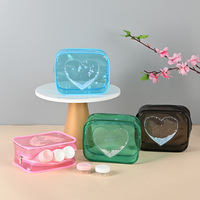 Trousse de maquillage de toilette transparente imperméable à l'eau de voyage avec logo personnalisé sac à cosmétiques transparent en PVC à paillettes pour un usage quotidien