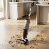 Aspirateur sans fil eau et poussière, moteur sans balais autonettoyant, écran LCD, assistant vocal, filtration HEPA, batterie 4000-5000 mAh