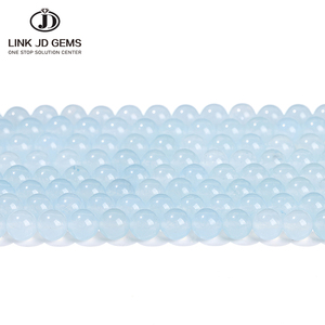 Perles rondes naturelles brillantes de 4-14 mm, de haute qualité, teintées en <span class=keywords><strong>bleu</strong></span> <span class=keywords><strong>clair</strong></span>, calcédoine certifiée CNAS, pour la fabrication de bijoux - Product Image 1