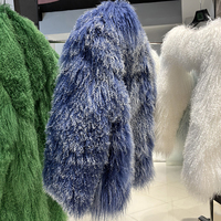 Manteau en fourrure de mouton de Mongolie véritable à deux tons dégradés de qualité supérieure, veste courte d'hiver ample à fermeture cachée pour femmes