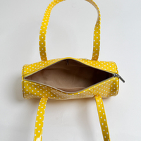 Bolsos cilíndricos de lunares 2026 para mujer, bolso de hombro y axila color caramelo con cremallera y costuras