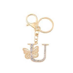 Oferta Especial: Llavero Original de Aleación Metálica con Letra y Cristal, Diseño Artístico de Mariposa Ligero, Colgante para Llaves - Product Image 5