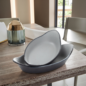 De alta calidad de 8,8 pulgadas, nuevo gris y negro barco forma de servir de melamina paltas conjuntos - Product Image 6