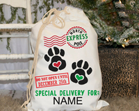 Personnalisé Nouveau Design Gros Chien Patte Joyeux Noël Impression Sacs Sacs Toile Père Noël Sac Sac
