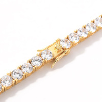 Kalung rantai tenis wanita, Perhiasan halus wanita 2025 es Hip Hop dengan zirkon & berbentuk hati Bling CZ 3mm lapis perak & emas
