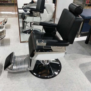 Sillón de <span class=keywords><strong>Barber</strong></span>ía Retro, Reclinable, Hidráulico, Resistente, de Cuero PU Antiguo para Hombre - Product Image 2