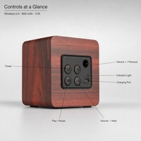 Mini enceinte sans fil en bois de chêne, portable, 800 mAh, 0-5 W, pour la décoration de jardin et de patio, et cadeau pour la fête des pères et les anniversaires
