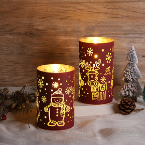 Décoration de Noël en forme de bonhomme de neige à <span class=keywords><strong>flamme</strong></span> réelle 3D de Matti, fonctionnant sur piles, avec télécommande, en cire de paraffine, verre <span class=keywords><strong>LED</strong></span> <span class=keywords><strong>rouge</strong></span>, <span class=keywords><strong>bougie</strong></span> <span class=keywords><strong>LED</strong></span> en verre - Product Image 4