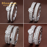 Blossom CS bijoux en gros 925 en argent Sterling de haute qualité de luxe ensemble de bagues Fine proposition zircone Double bague pour les femmes