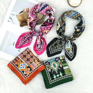 Wholesale Custom Logo Brand Designer 70*70 Digital Printing Floral Square Satin <strong>Silk</strong> <strong>Scarf</strong> <strong>Women</strong> Spring Stylish Luxury High - Product Image 5