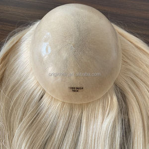 Prótesis de 7x9 Pulgadas, Base de Poliuretano, Inyección, Piel Fina, <span class=keywords><strong>Natural</strong></span>, Europea, 60 #   613 #   Parche de Cabello Humano de Color para <span class=keywords><strong>Mujer</strong></span> - Product Image 1