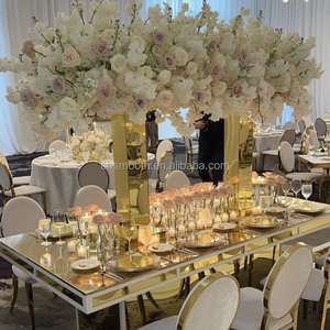 Vàng Mịn Kim Loại Thép Không Gỉ Hình Vuông Hoa Hiển Thị Bình Đứng Cho Đám Cưới Bảng Trang Trí Trung Tâm Thanh Lịch - Product Image 4