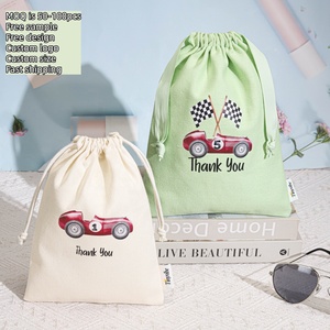 Sac cadeau en toile de coton écologique de 8 oz avec cordon de serrage, pour jouets, pour Thanksgiving, avec logo personnalisé imprimé, sac anti-poussière en toile unie - Product Image 2