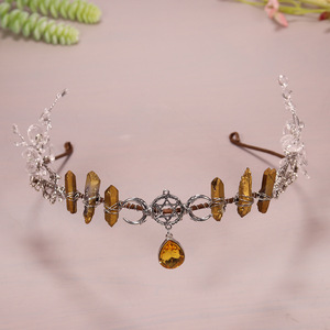 Corona de Luna Wicca de Amatista Natural en Bruto, Diadema de Sol, Luna y Estrellas, Corona de Novia, Cristal Feng Shui - Product Image 4