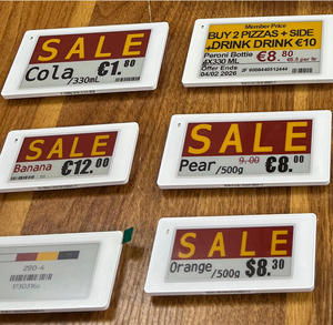 Etiquetas electrónicas de tinta electrónica de 2.13, 2.6 y 2.9 pulgadas de múltiples tamaños con sistema de estanterías ESL para soporte de etiquetas de estanterías de almacén - Product Image 1