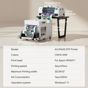 Impresora DTF A3 con agitador de alta velocidad, cabezal de impresión XP600, circulación de tinta blanca, autolimpieza, paquetes DTF de 13 pulgadas de ancho, en stock en la UE - Product Image 3